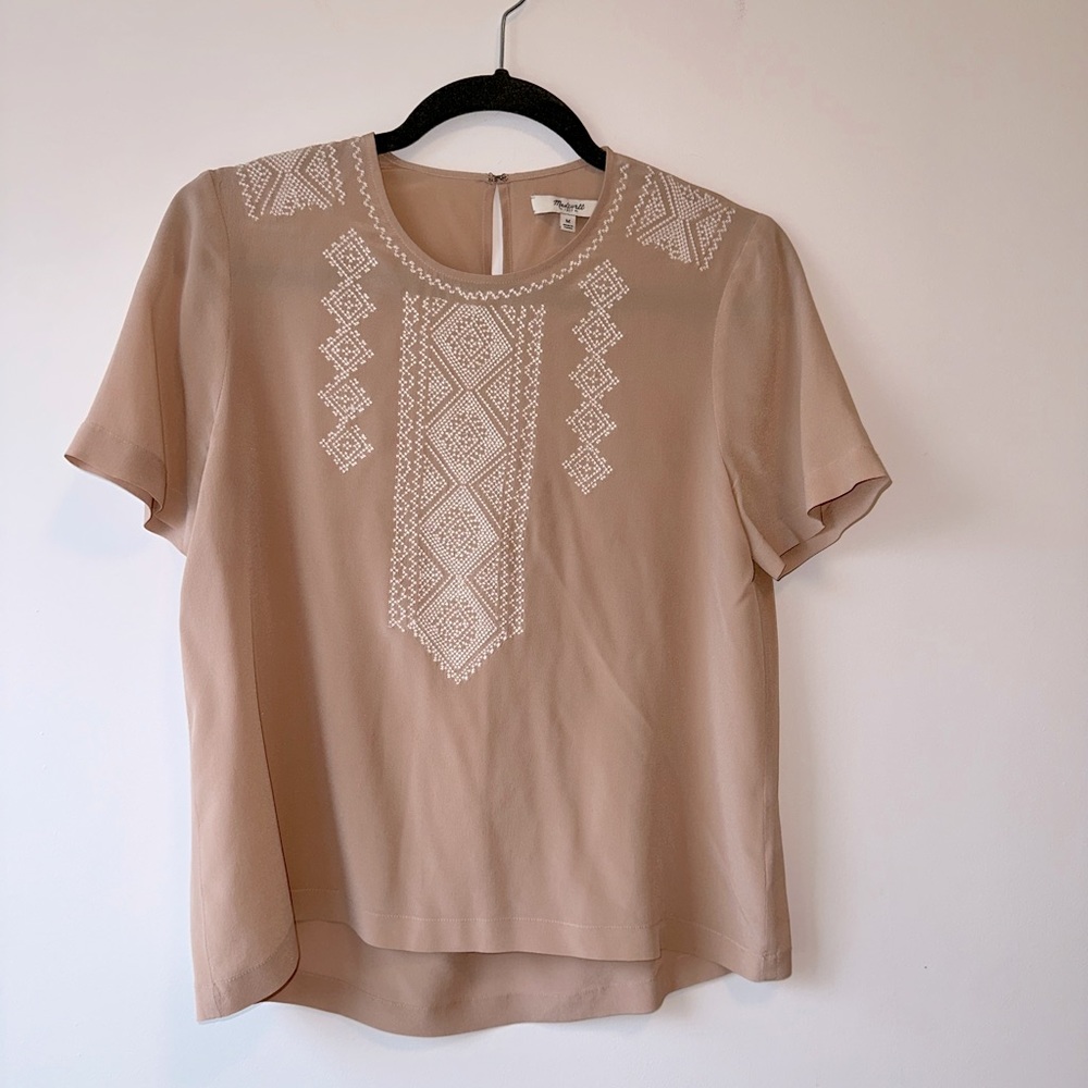 Madewell embroidered silk shirt size medium